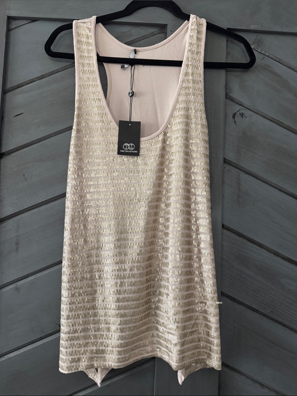 Tart Collections Cream Sequin Stripe Tank Top